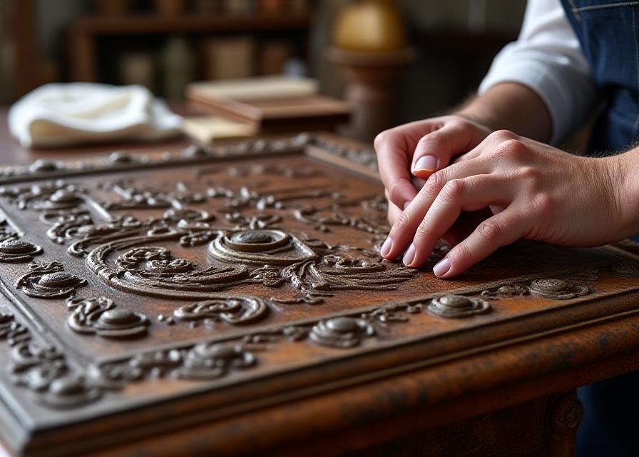 Antique Italian furniture conservation process