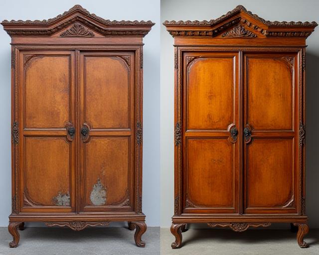 Before and after Italian furniture restoration